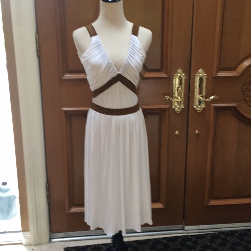 MicheleJonas White Jersey Grecian Dress. M
